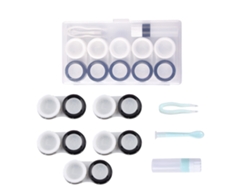 Envase transparente. Estuche exquisito para lentes de contacto, removedor de lentes con pasadores - Blanco y negro*.