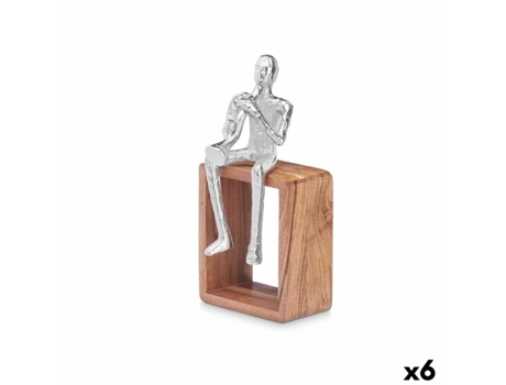 Figura Decorativa Saxofón Plateado Madera Metal 13x27x13 cm
