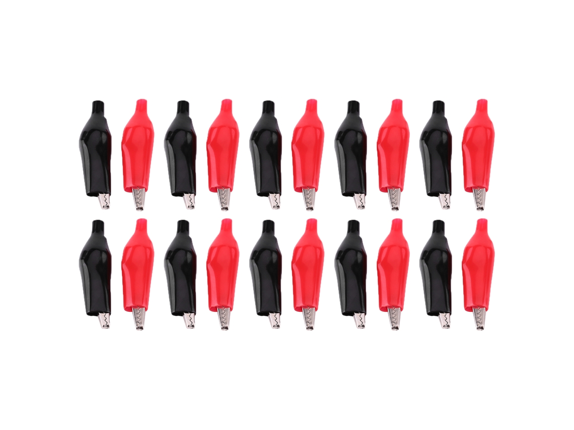 20 Pinzas De Cocodrilo Metálicas De 28 Mm Con Aislamiento De Pvc Para Pruebas Eléctricas De Baterías De Coche - Rojo Y Negro