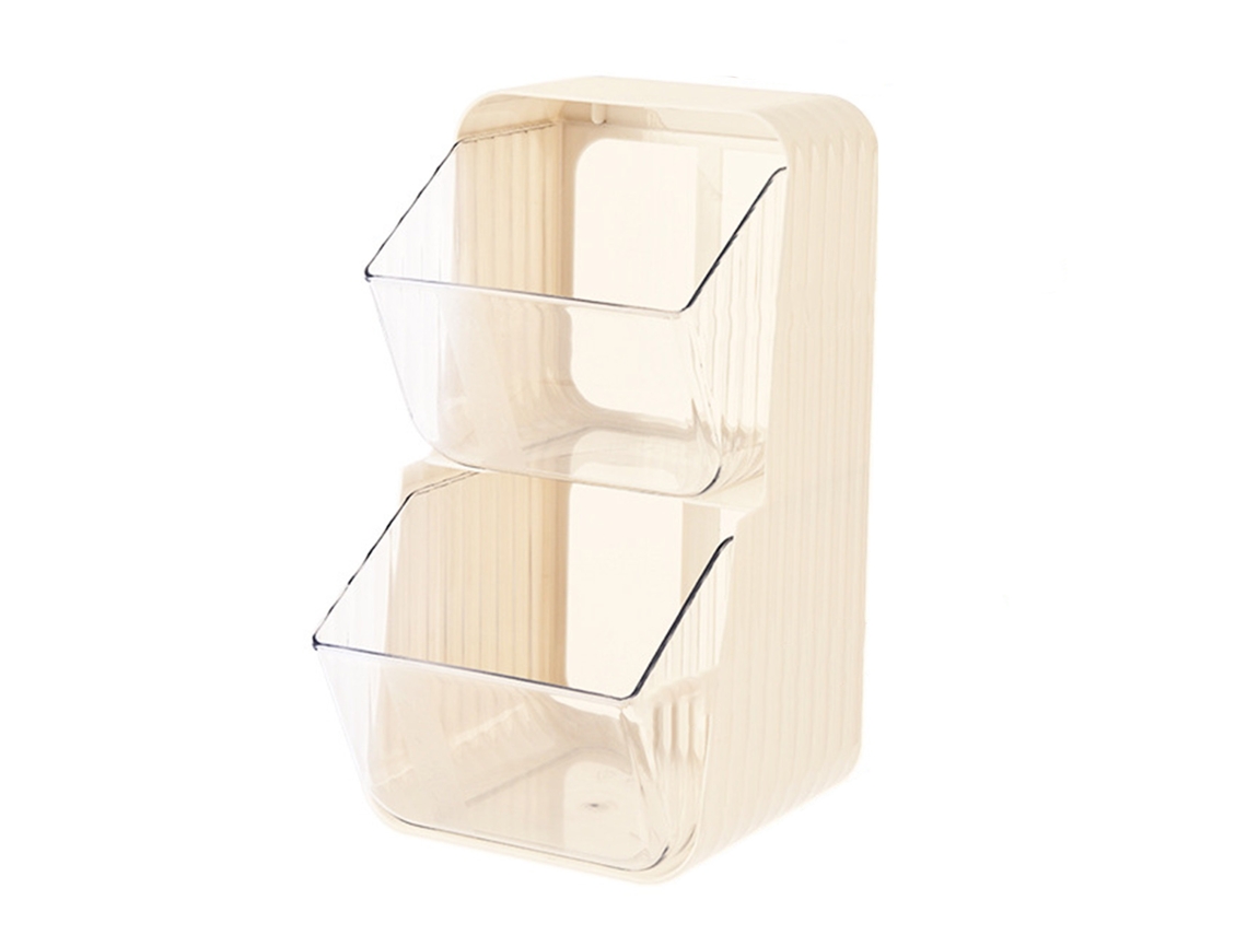 Estantería De Pared Apilable Transparente De Dos Niveles, De 2 Litros, Color Blanco Crema, Ideal Para Té, Aperitivos Y Cosméticos.