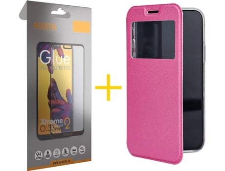 Kit Funda + Protector de Pantalla Samsung Galaxy S20 Ultra 5G ACCETEL Full Gandy Flip (Rosa)