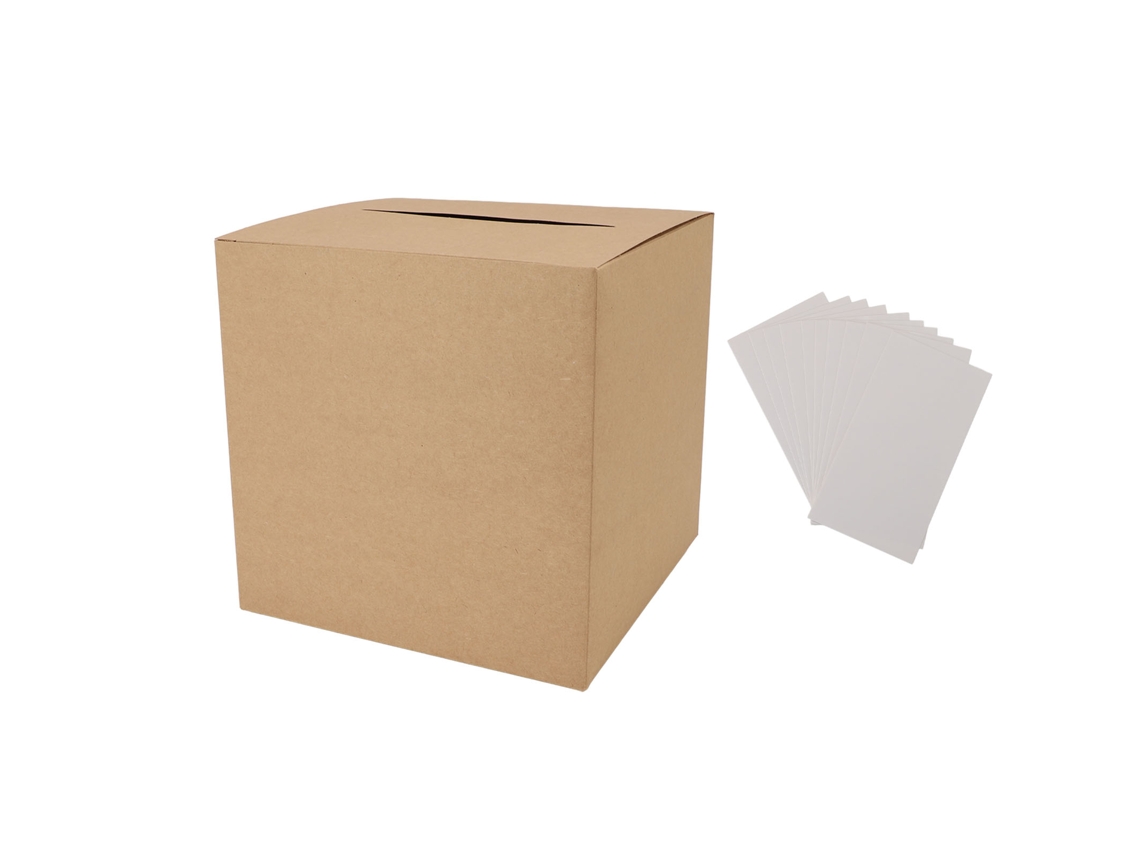 Caja Para Tarjetas De Boda, Baby Shower, Cumpleaños, Con 10 Tarjetas Blancas, 22x22x22cm