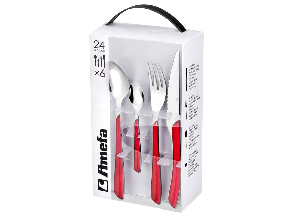 Amefa Juego de cubiertos Eclat 24 piezas rojo