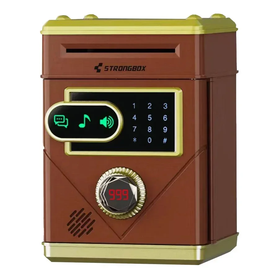 (marrón) Hucha Electrónica Con Cerradura De Combinación, Hucha Inteligente, Juguete De Banco Automático.