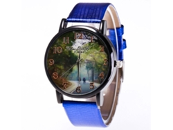 Reloj De Pulsera Unisex Informal Con Correa De Piel Sintética Y Movimiento De Cuarzo Azul.