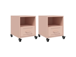 Maison Exclusive - Mesitas De Noche 2 Unidades Acero Rosa 36x39x43,5 Cm