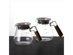 Cafetera de vidrio de borosilicato de alta calidad 2025 con mango de madera, resistente al calor y con tapa, para uso doméstico.