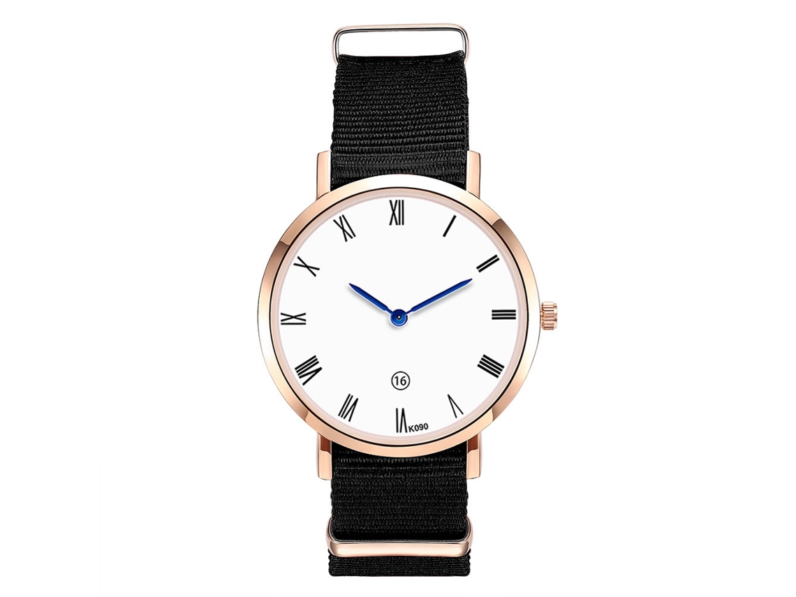 Reloj De Pulsera Analógico De Cuarzo Con Dial Redondo Moda Para Mujer Y Hombre Negro