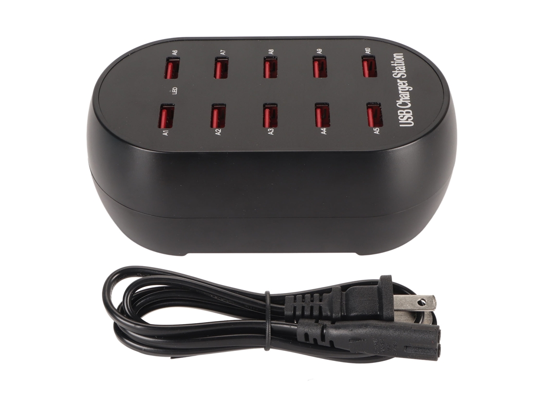 Cargador Hub Usb De 10 Puertos 50w 5v 2.4a 100-240v Con Seguridad Garantizada Para Teléfonos Tablets Laptop Us Plug