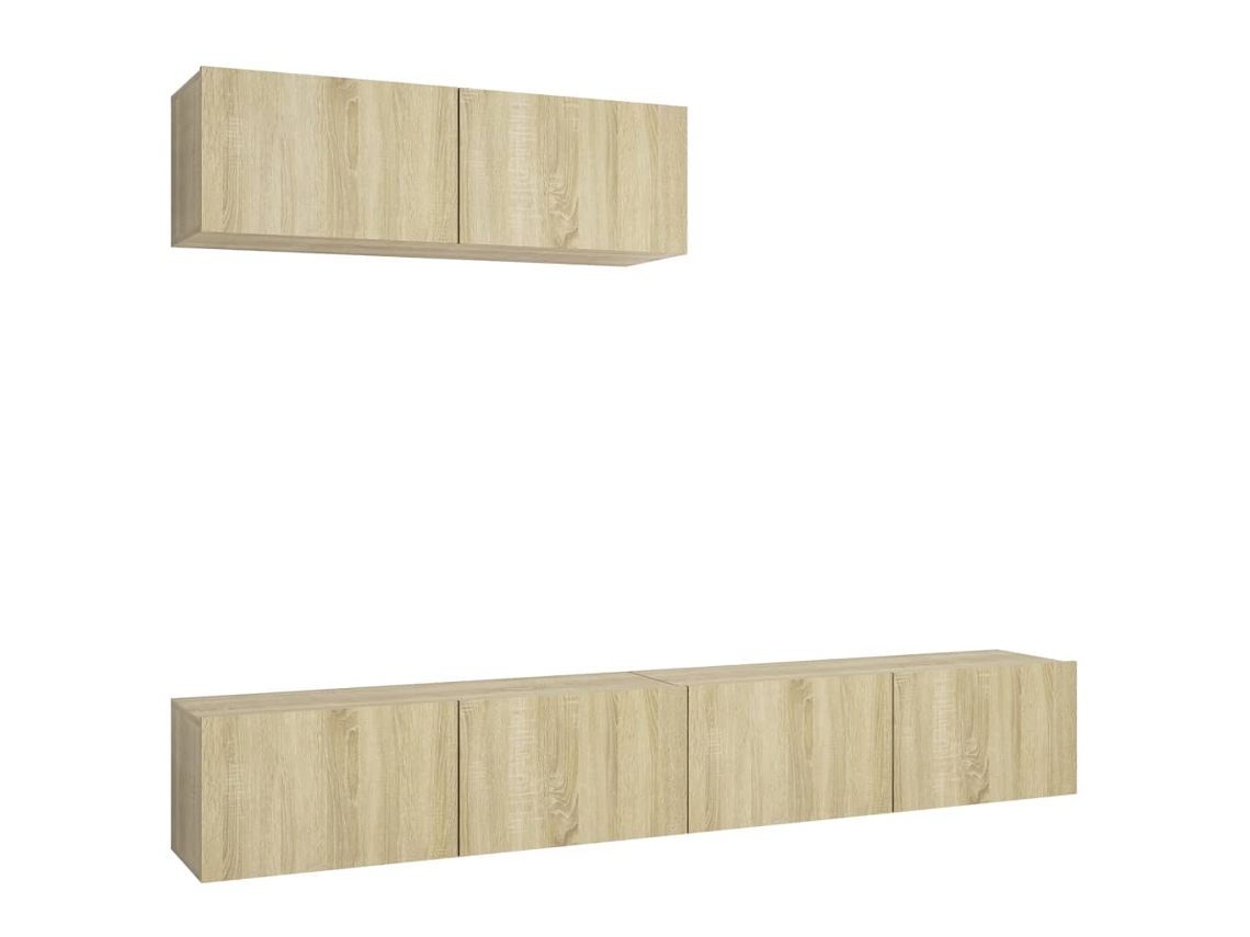Juego de 3 muebles de TV de madera color roble, Sonoma, MAISON EXCLUSIVE