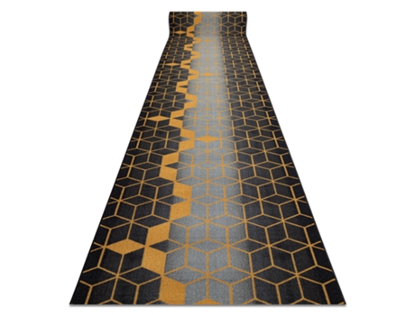 Alfombra de Pasillo con Refuerzo de Goma 57 cm Heksagon Hexágono Negro / Oro
