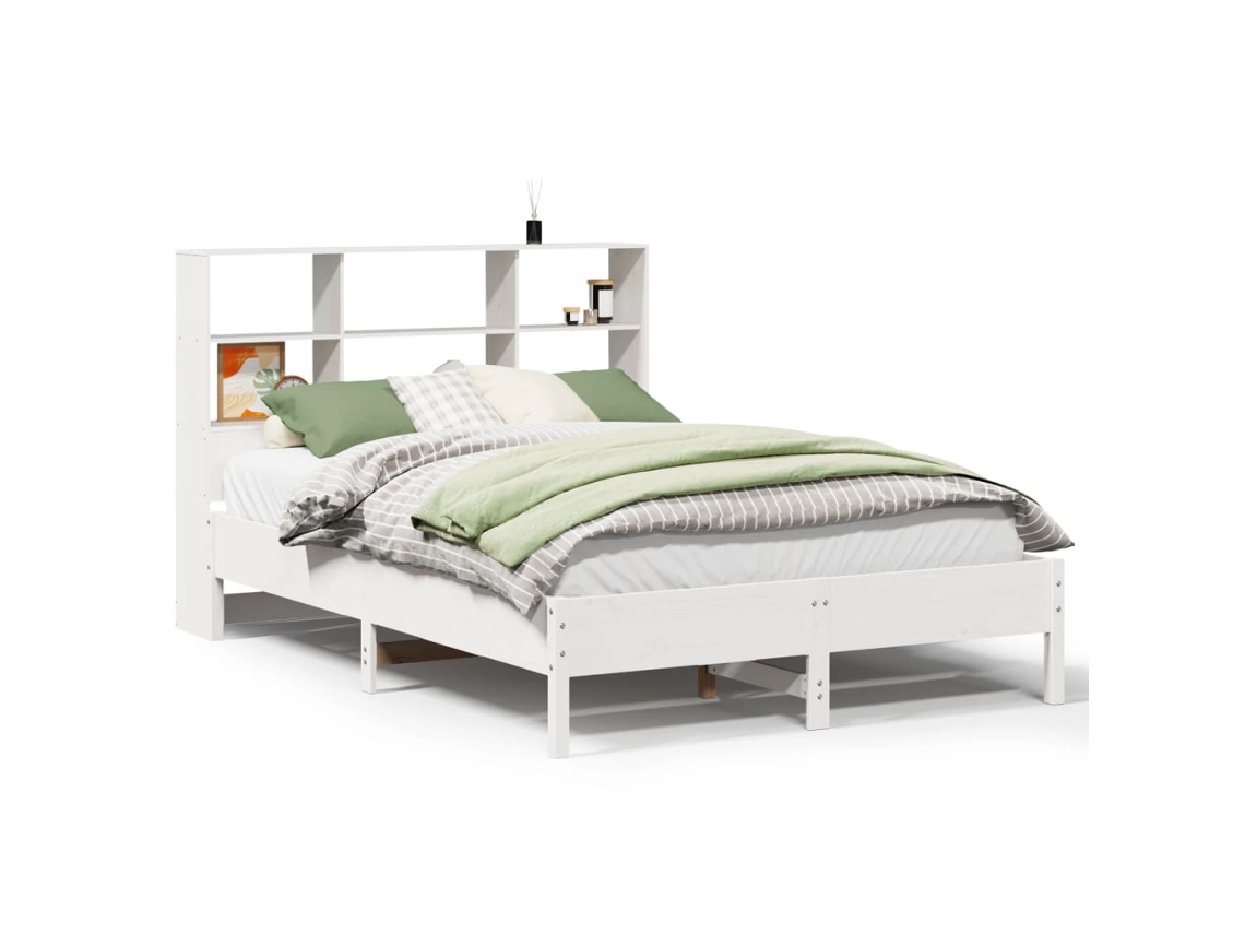 Maison Exclusive - Cama Con Estantería Sin Colchón Madera Maciza Blanca 140x200 Cm