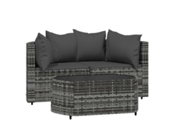 Maison Exclusive - 3 Pcs Conjunto Lounge De Jardim C/ Almofadões Vime Pe Cinzento