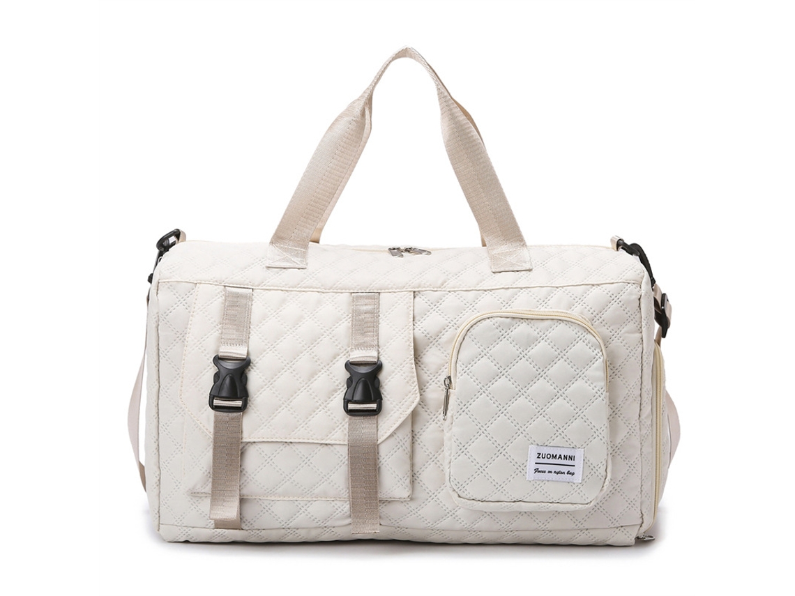 Bolsa De Viaje, Maleta De Cabina De Gran Capacidad, Bolso Tote Unisex Con Bolsillo Impermeable Y Compartimento Para Zapatos (beige) Cuich