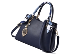 Bolso De Mano De Gran Capacidad Para Mujer, De Piel Sintética, Y Pañuelo Tipo Bandolera Elegante De Piel Sintética Azul.