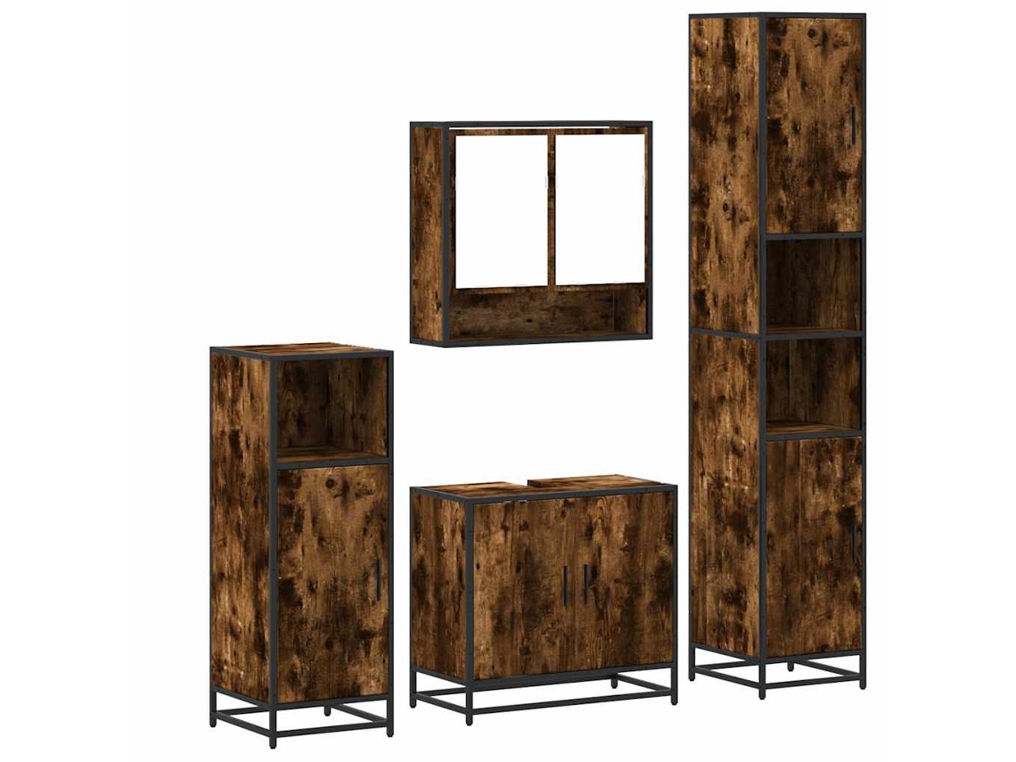 Maison Exclusive - Set De Muebles Baño 4 Pzas Madera Contrachapada Roble Ahumado