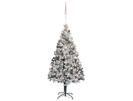 Árbol de Navidad VIDAXL preiluminado con luces y bolas verde (210 cm)