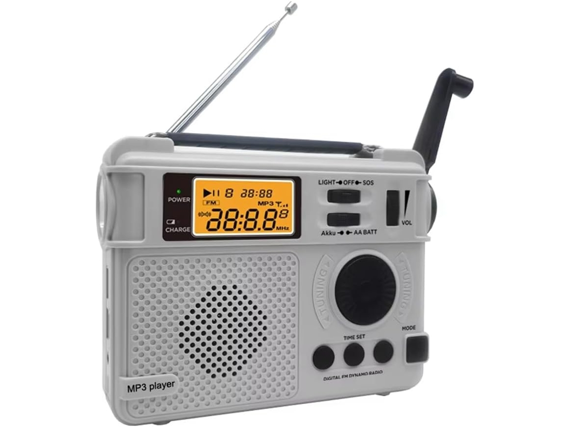 Altavoz Receptor De Radio Fm De Emergencia Para Exteriores Con Manivela