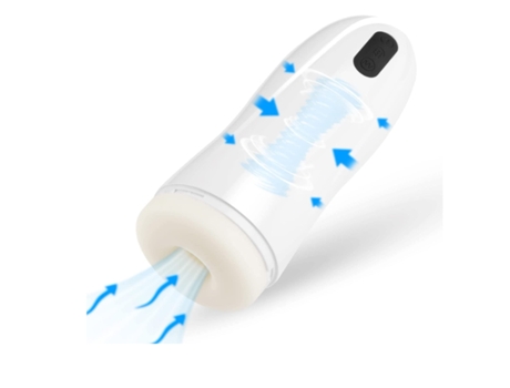 Masturbador Masculino Automático 12 Modos de Vibración Auto Placer Taza de Masturbación Juguete Sexual 9 13 Pulgadas Blanco BISBISOUS
