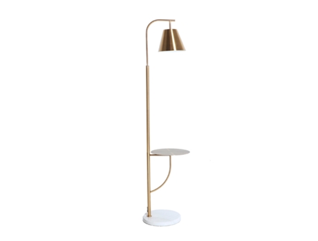 Lámpara de Pie, de Hierro, en color Blanco-Oro, de 30x37x156cm LASTDECO E14