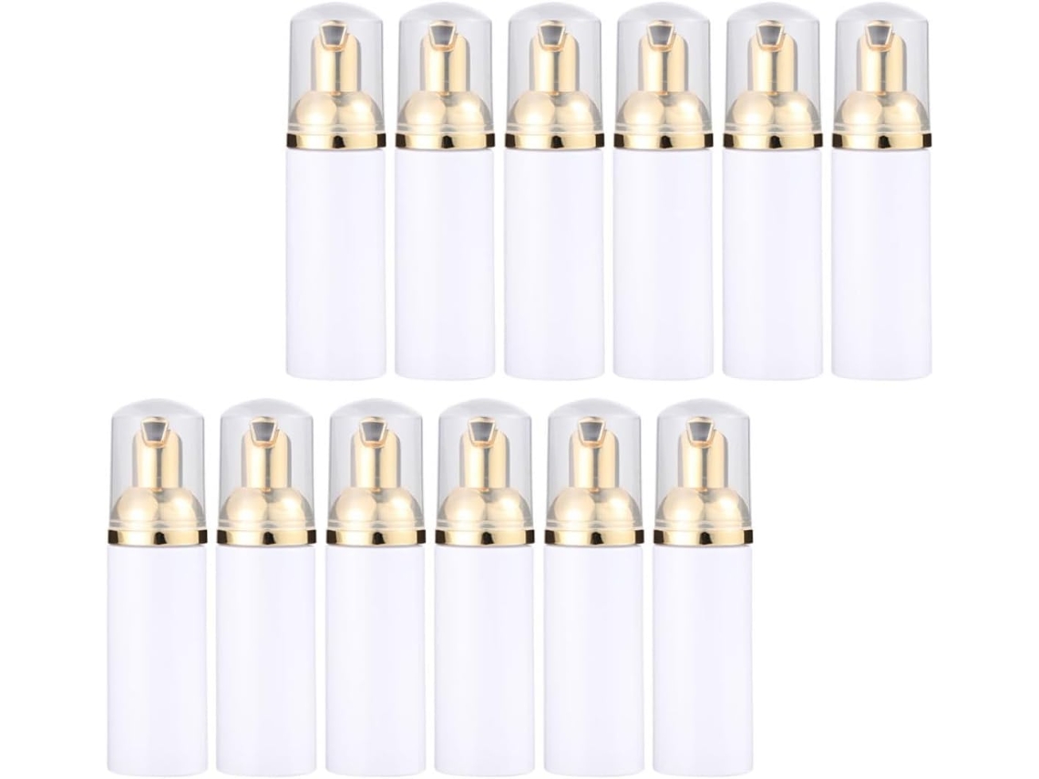Juego De 12 Frascos De Pet De 30 Ml Con Dosificador, Blancos Y Dorados, Para Mousse Facial, Frascos Portátiles De Viaje.