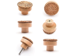 6 Manillas De Madera Para Muebles, Diseño Bohemio Rústico, 40x30 Mm, Suitable Para Cocina, Armarios, Cajones Y Salón
