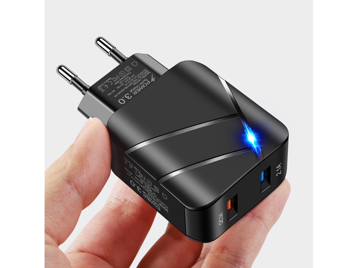 Cargador De Viaje Te-q820 Usb 28w De Carga Rápida Con Doble Puerto Para Teléfonos Móviles Y Tablets