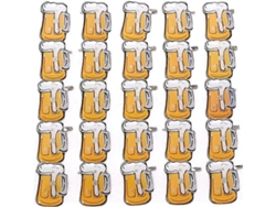 25 broches con forma de jarra de cerveza con luces LED intermitentes para bodas, fiestas y cumpleaños.