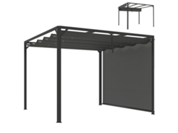 Pérgola de Jardim em Alumínio 3x3m com Cobertura Lateral Retrátil e Proteção Solar Upf30+ Gazebo para Jardim Externo Cinza