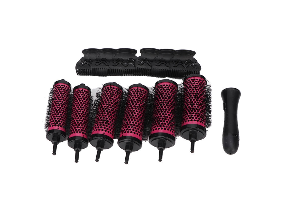 Juego de 6 cepillos redondos para el cabello (2026) con mango ergonómico extraíble y cerdas de nailon suaves.