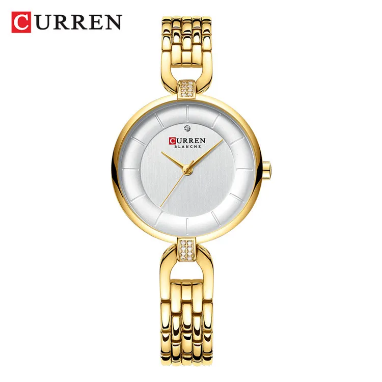 Reloj de mujer (dorado) con pulsera de malla de acero inoxidable