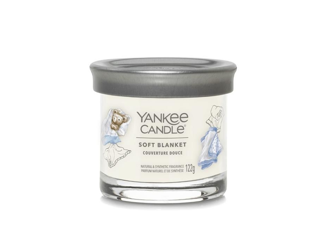Vela perfumada de vidrio de cera de soja Yankee Candle Piccola Signature Soft Blanket de 122 g
