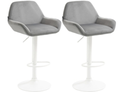 Juego de 2 taburetes de bar con reposapiés arqueados en metal blanco con asiento de terciopelo gris 10_0004037