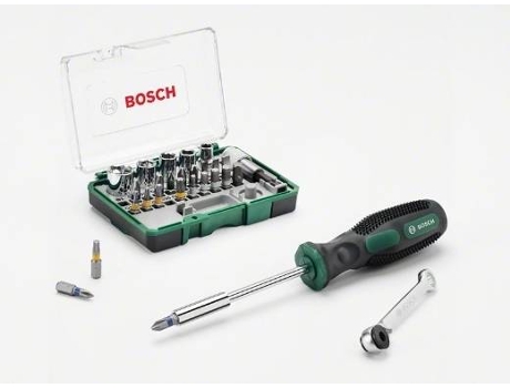Conjunto de 27 Atornilladores de Carraca + Llave de Fendas Manual BOSCH