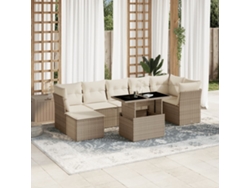 Conjunto de 8 sofás de jardín con cojines de mimbre beige Dkd Home Decor