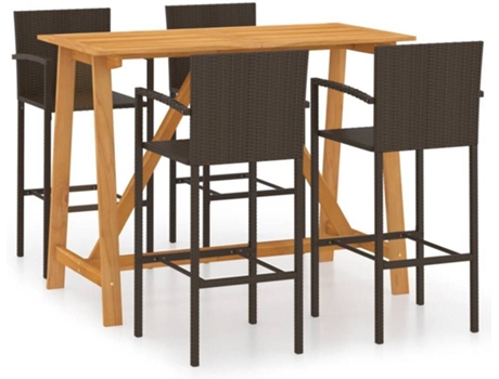 Conjunto 5 Conjunto de bar para jardín VIDAXL marrón