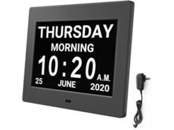 Reloj despertador con calendario digital y pantalla grande de 8 pulgadas, AM/PM, 5 alarmas, reloj LED electrónico de escritorio para personas con demencia.