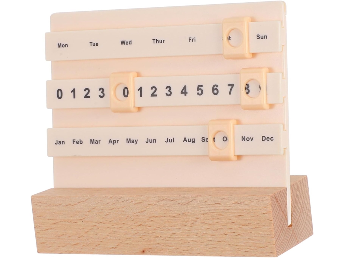 Bloque Decorativo De Madera Con Calendario Perpetuo Para Mesa