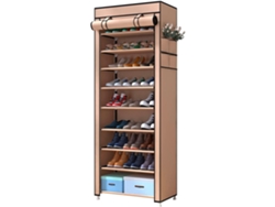 Armario Zapatero Zapatos Puerta Cremallera Bolsillos Laterales Home NYANA ABS Tecido Marrón (160x88x30)