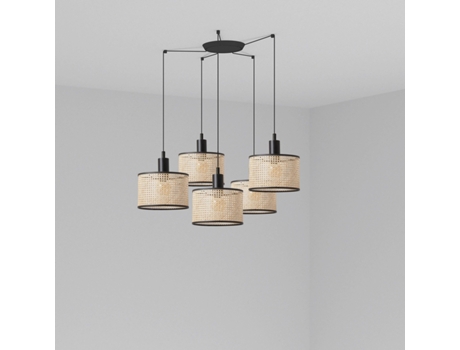 Lámpara Colgante Mambo Negro/Rotín Ø210 5L 64314-47-5L FARO
