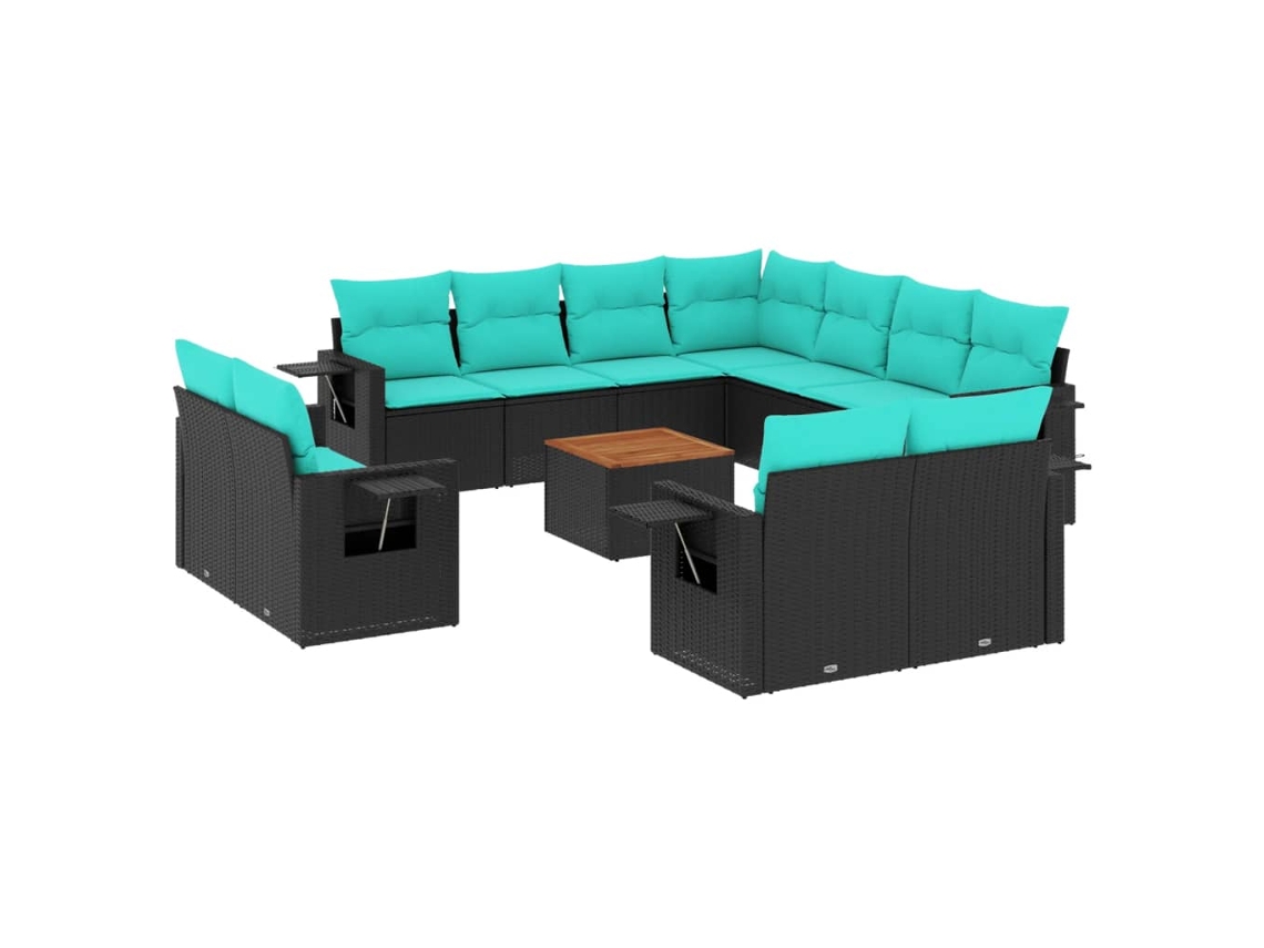 Maison Exclusive - Conjunto De Sofá De Jardín De 12 Piezas Con Cojines, De Poliratán Negro