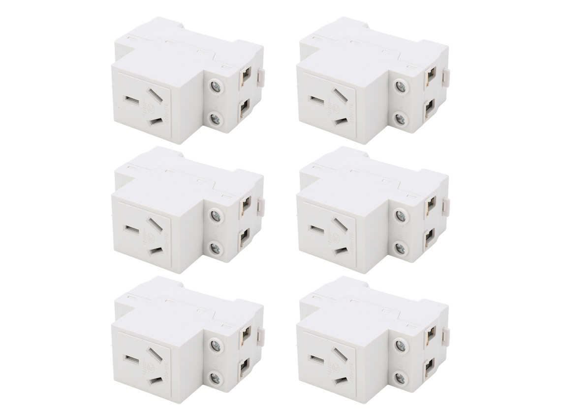 6pcs Tomacorriente Modular De Rail Guía 3 Huecos 250v Tomacorriente Industrial Para Electrodomésticos