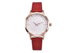 Reloj De Pulsera De Cuarzo Para Mujer Con Correa De Piel Sintética, Resistente Al Agua Hasta 3 Atm (rojo)