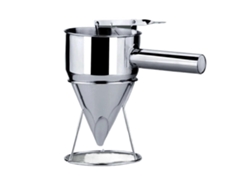 Embudo dispensador de masa de acero inoxidable para takoyaki y dumplings de pulpo, fácil de limpiar.