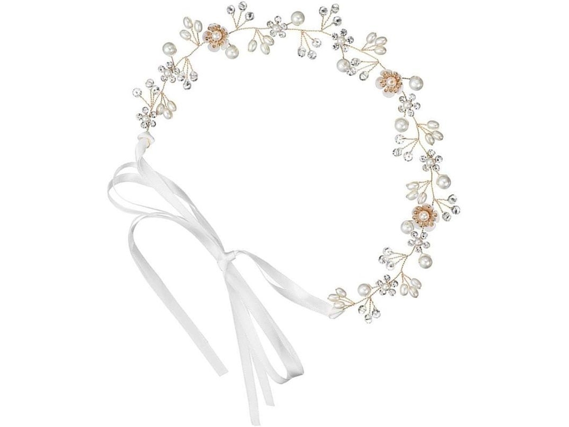Tiara Nupcial De Perlas Y Diamantes De Imitación Con Correa Ajustable: Elegante Accesorio Para El Cabello Para Bodas Y Fiestas.