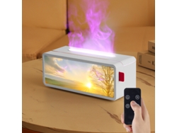 Humidificador de aromaterapia con simulación de llama de chimenea en 3D, control remoto para uso doméstico, luz ambiental y difusor retro. Mdug