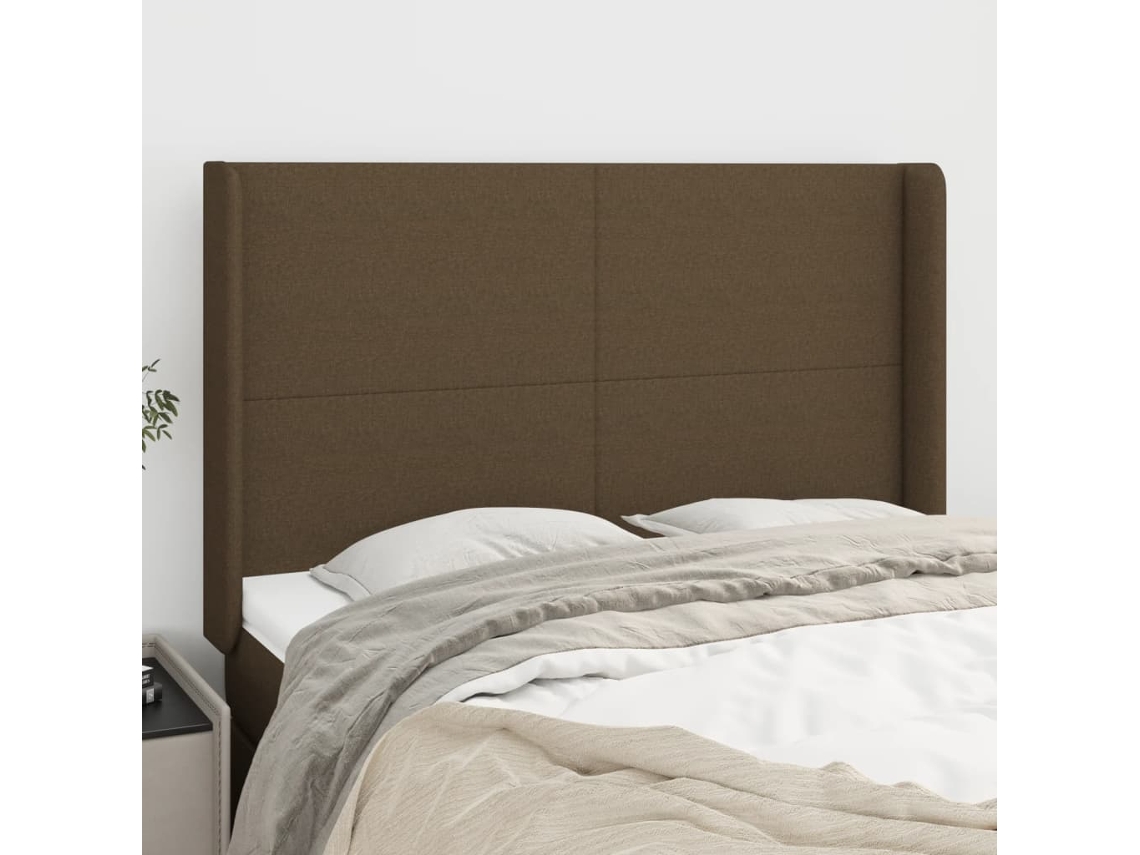 Cabecero Con Orejas De Tela Gris Claro 147x16x118/128 Cm