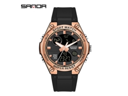Reloj electrónico para mujer, reloj deportivo resistente al agua para actividades al aire libre MDUG (negro y oro rosa)
