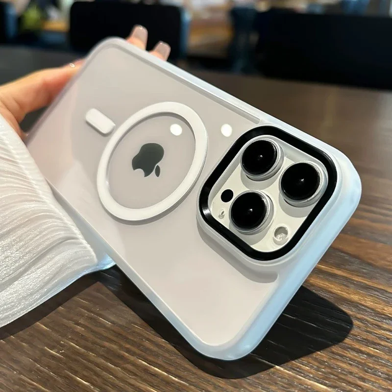 (iphone 12 Pro Max, Transparente) Funda Protectora Magnética Transparente Para Carga Inalámbrica Magsafe, Con Marco A Prueba De Golpes.