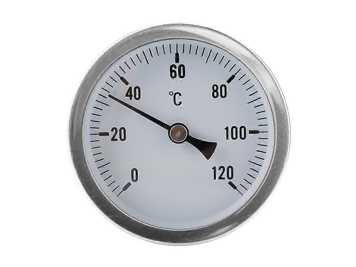 Termómetro 0-120°C, acero, silencioso, bimetálico, 63 mm, para tuberías de calderas industriales, puntero digital, GOKOCO